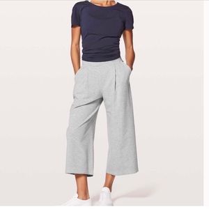 lululemon athletica Light Gray Cropped Wide-Leg Pants